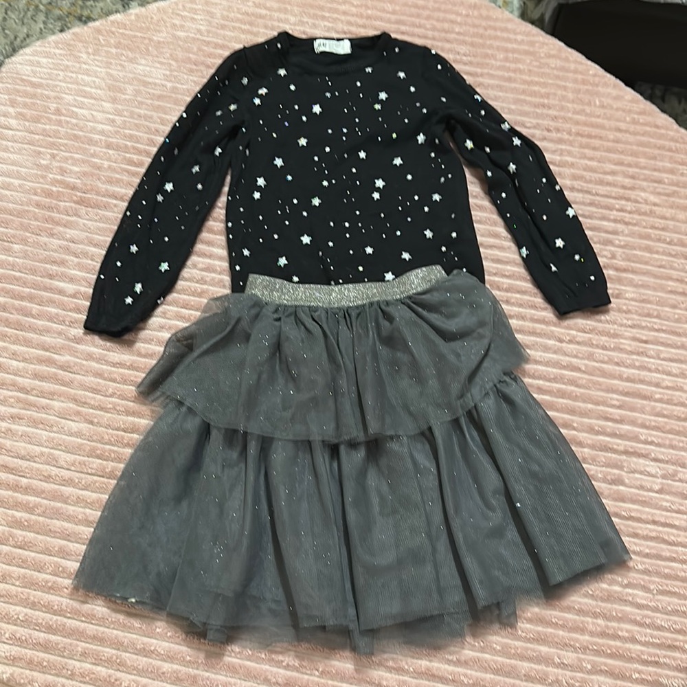 H&M Halloween Tutu skirt and Long Sleeve Size 5T